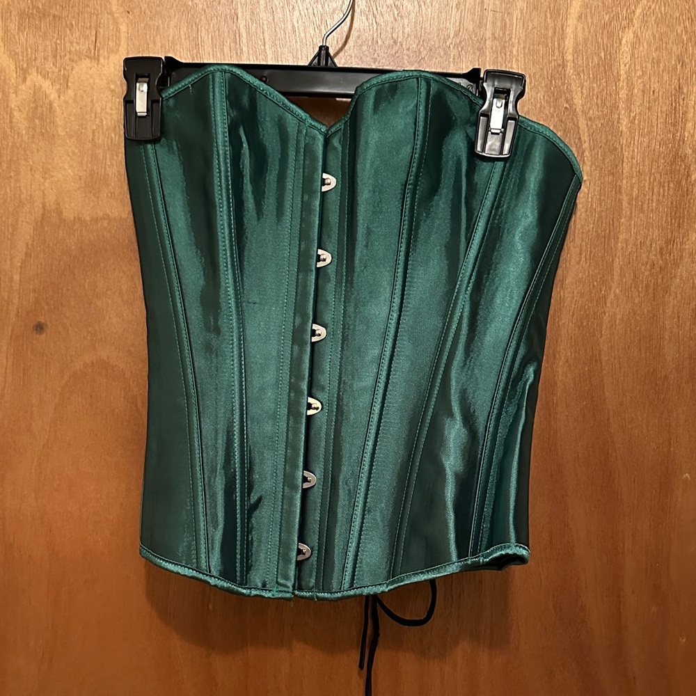 Emerald Green Satin Corset Top